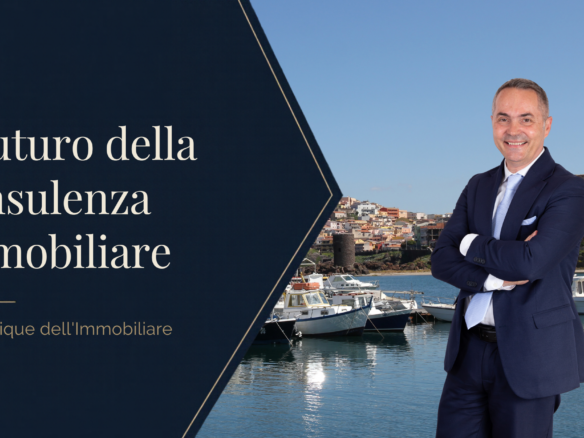 Il futuro della consulenza immobiliare: ritratto originale di Antonello Alfonso sovrapposto a una fotografia di Castelsardo